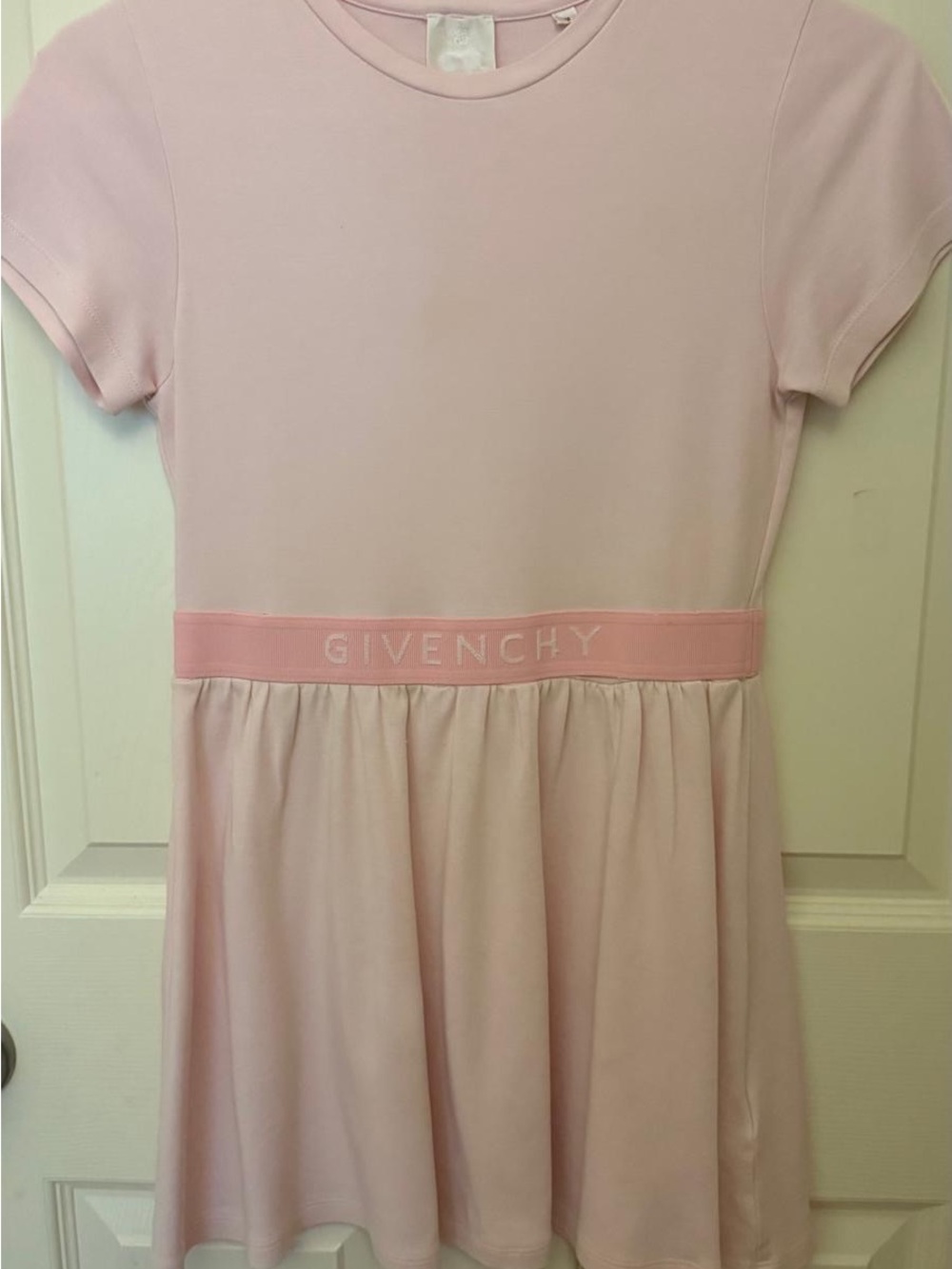 Givenchy Pale Pink Logo-Waist Short Sleeve Dress